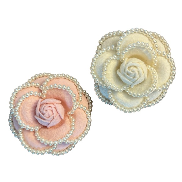 Handmade Pearl Trim Pin Brooch Hair Clip - Picture 7 of 12